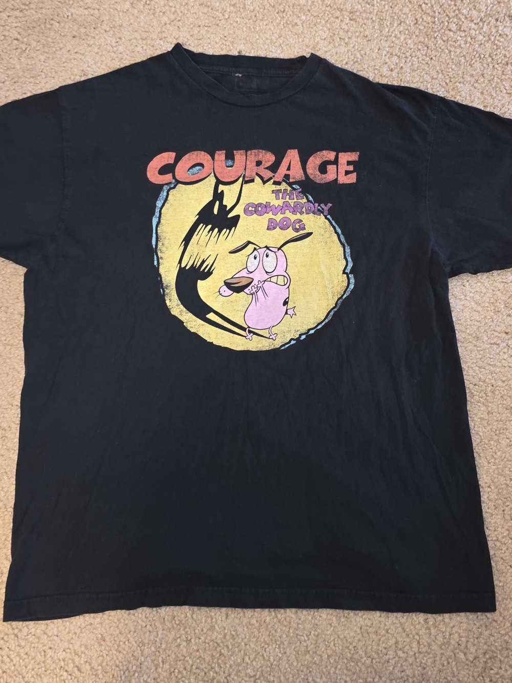 Courage The Cowardly Dog Cartoon Network Graphic T-Shirt Adult M/L Black Vintage